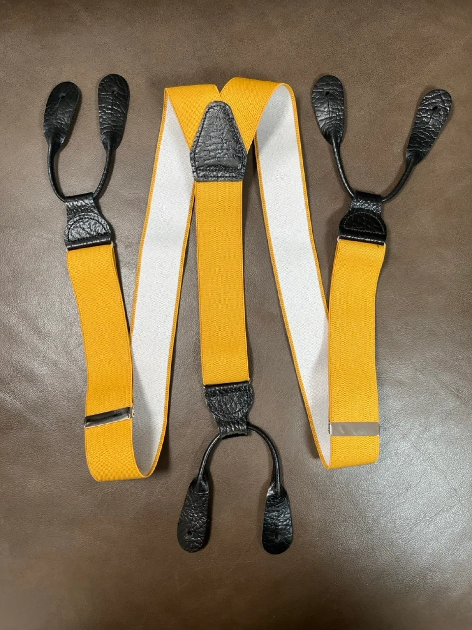 Yellow and Black Button Suspenders