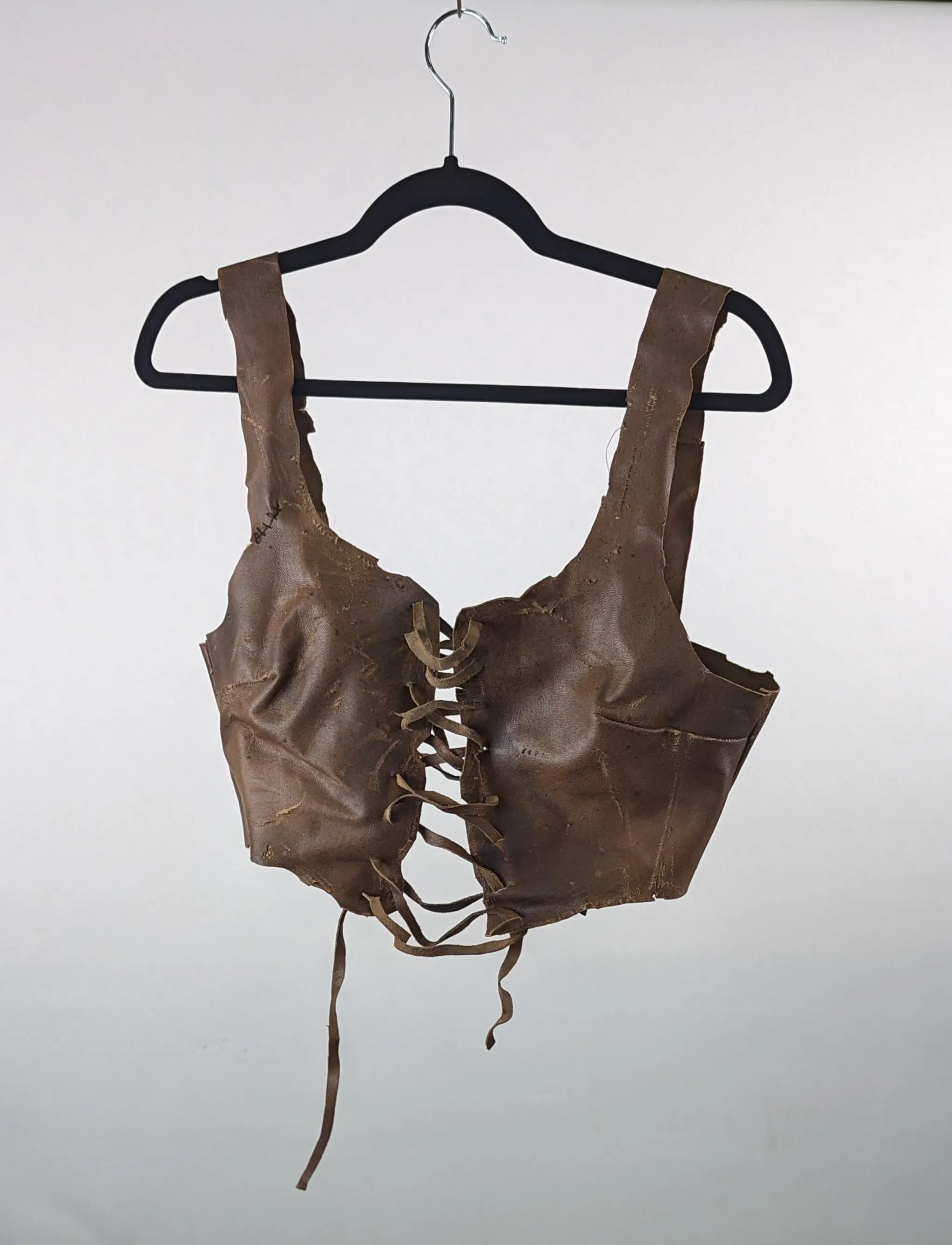 Brown Leather Cropped Corset Top 