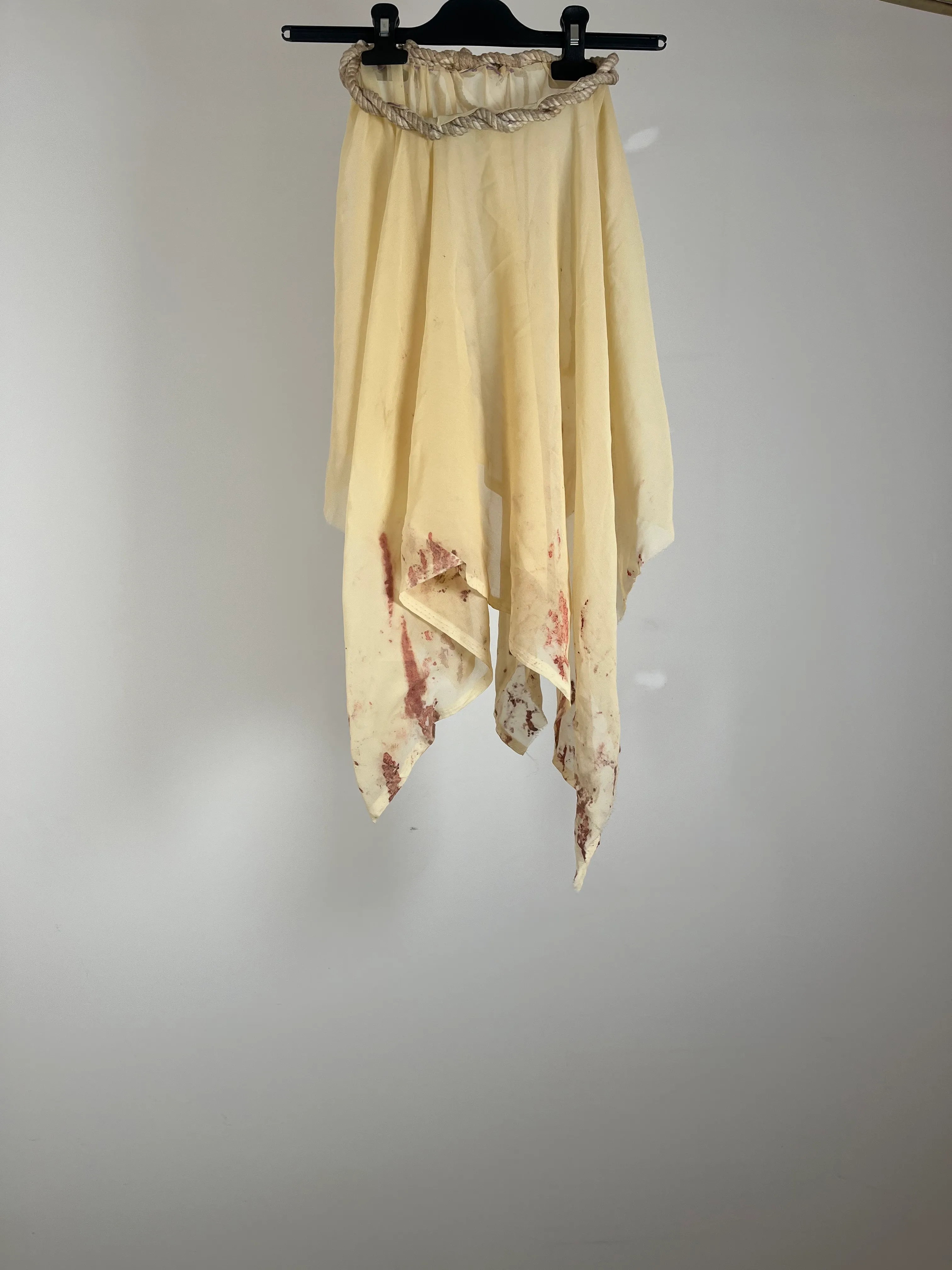 Rope Belted Light Yellow Sheer Skirts - S