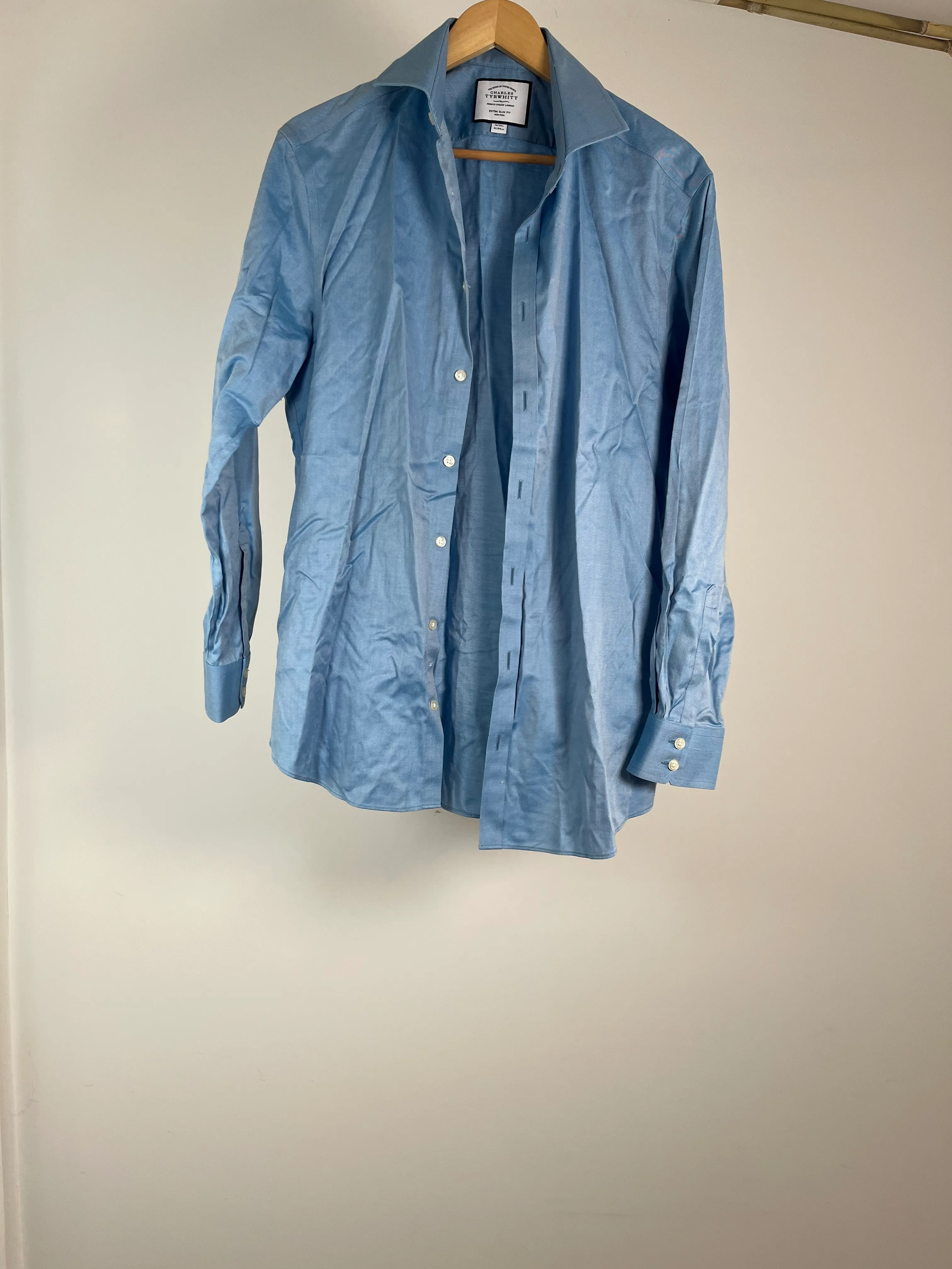 Mens Light Blue Button Down Collared Shirt - 41/84cm