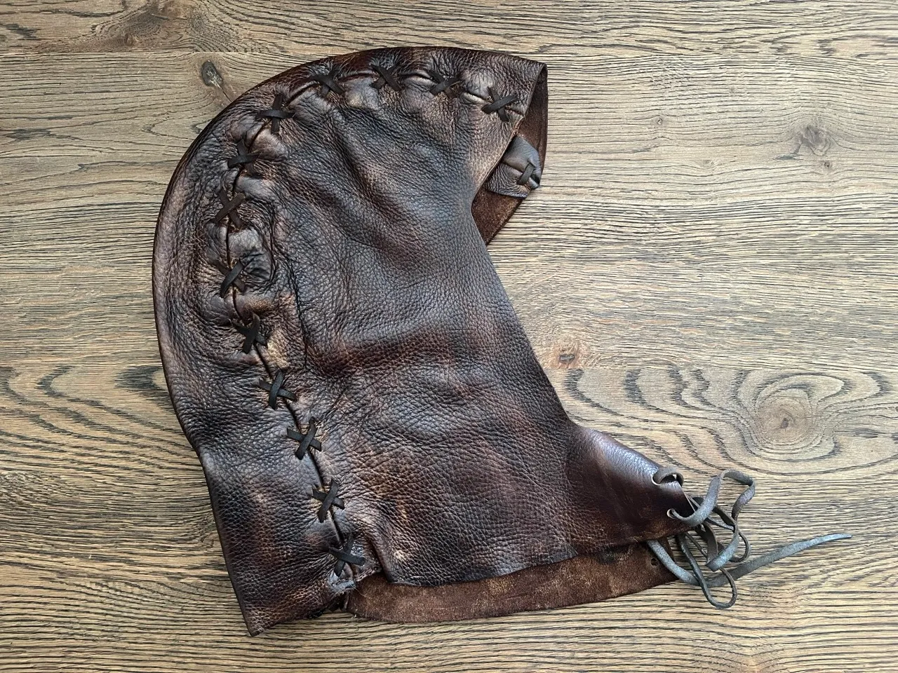 Stitched Brown Leather Cap
