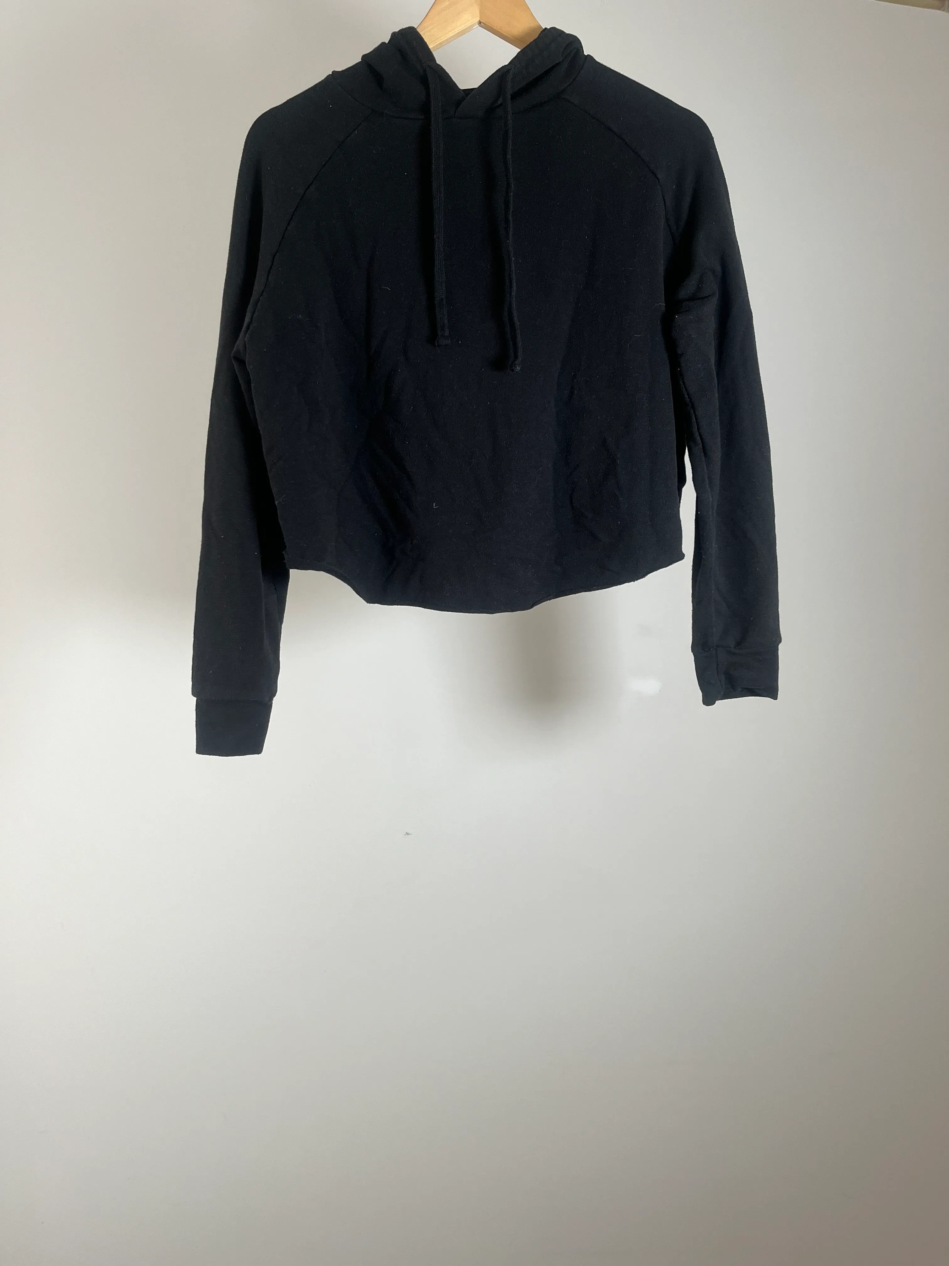 Black Asymmetric Crop Hoodie - M