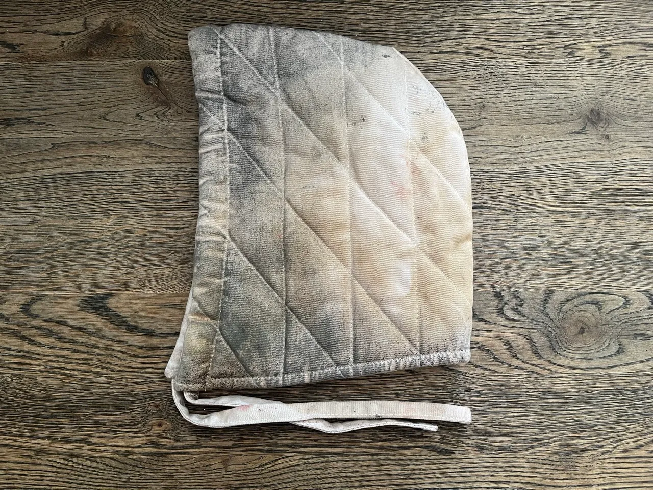 Quilted White Peasant Cap
