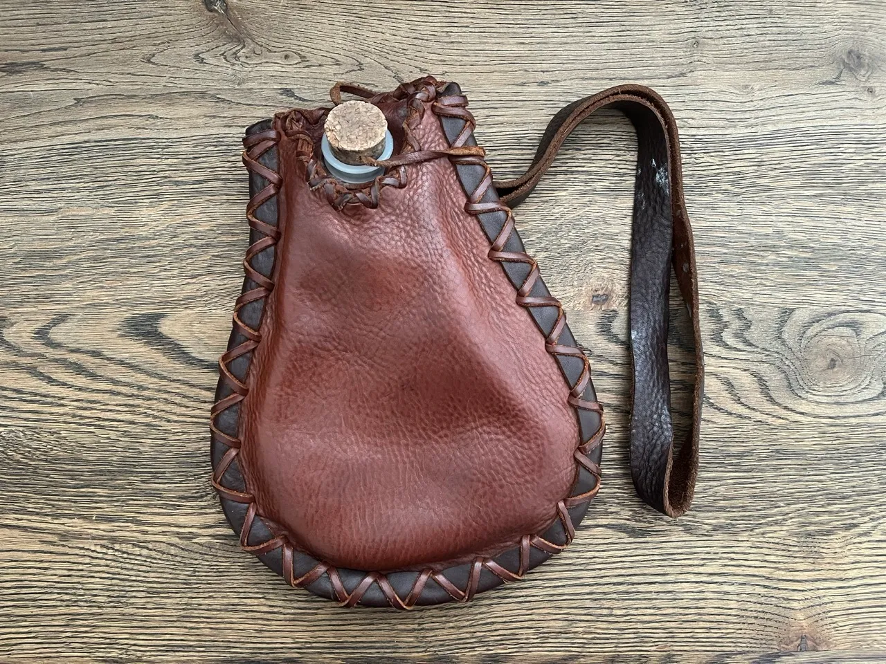 Red Leather Water Pouch