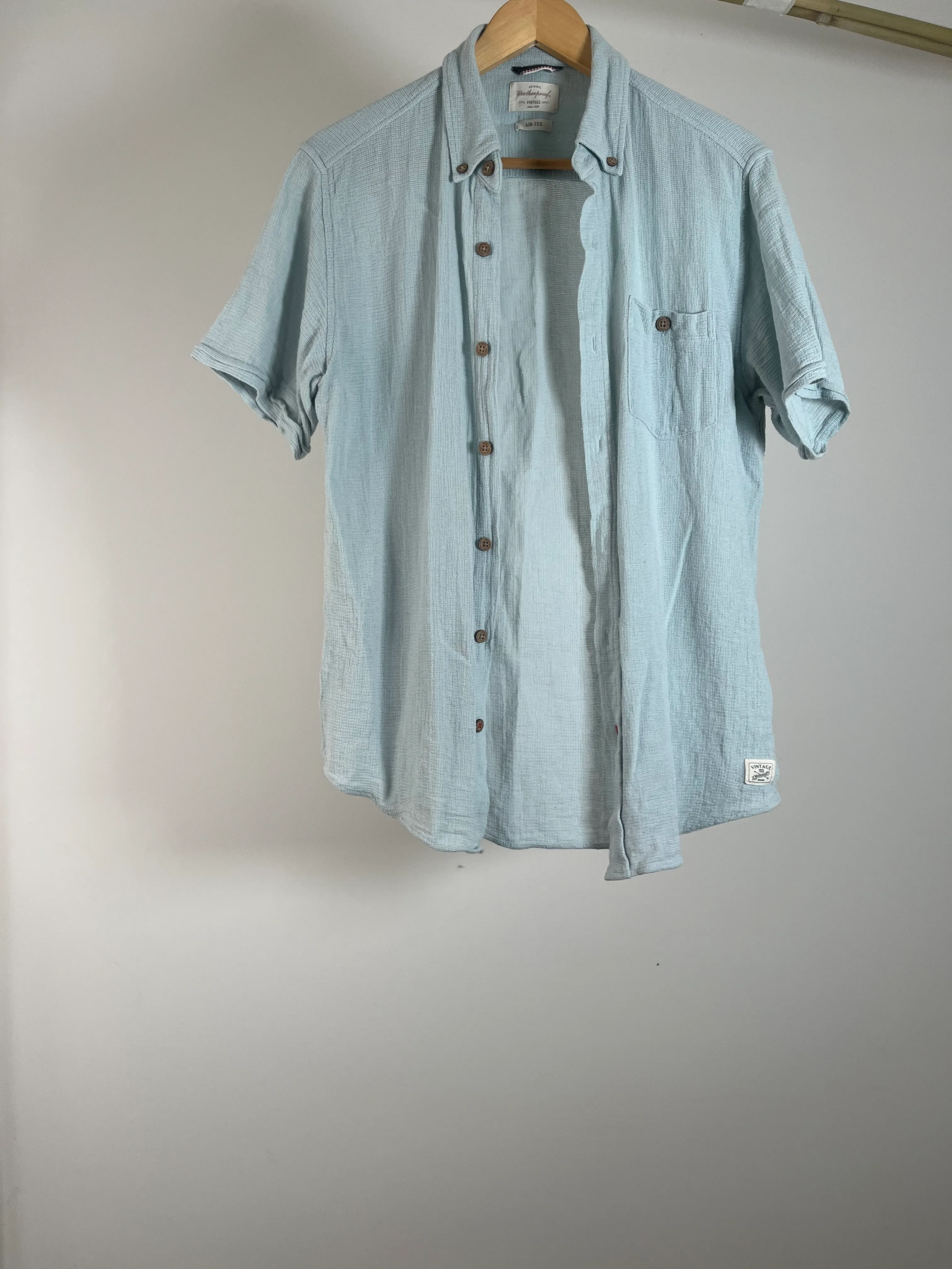 Mens Light Blue Short Sleeve Button Down - S