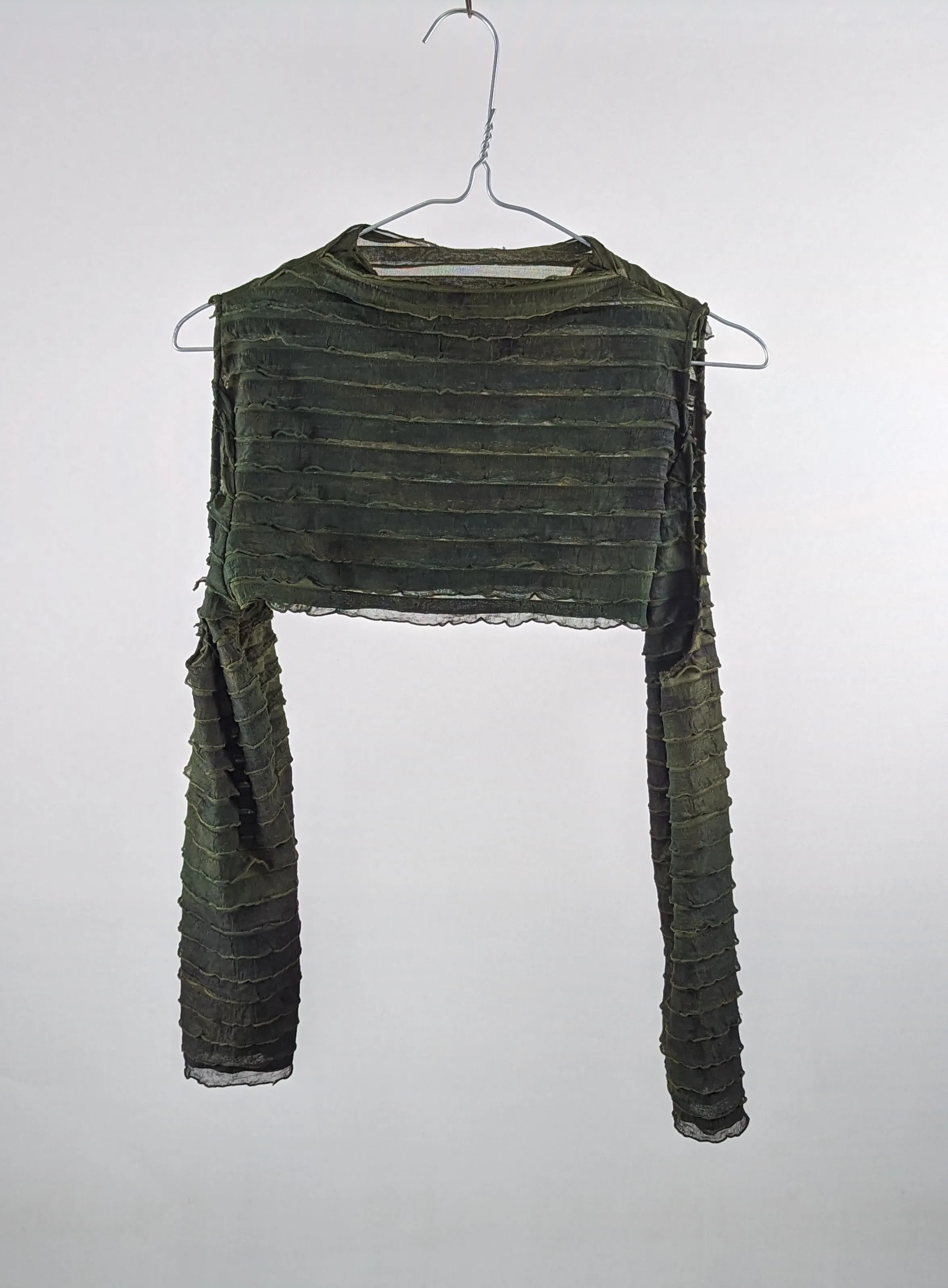 Moss Green Cropped Ruffle Top 