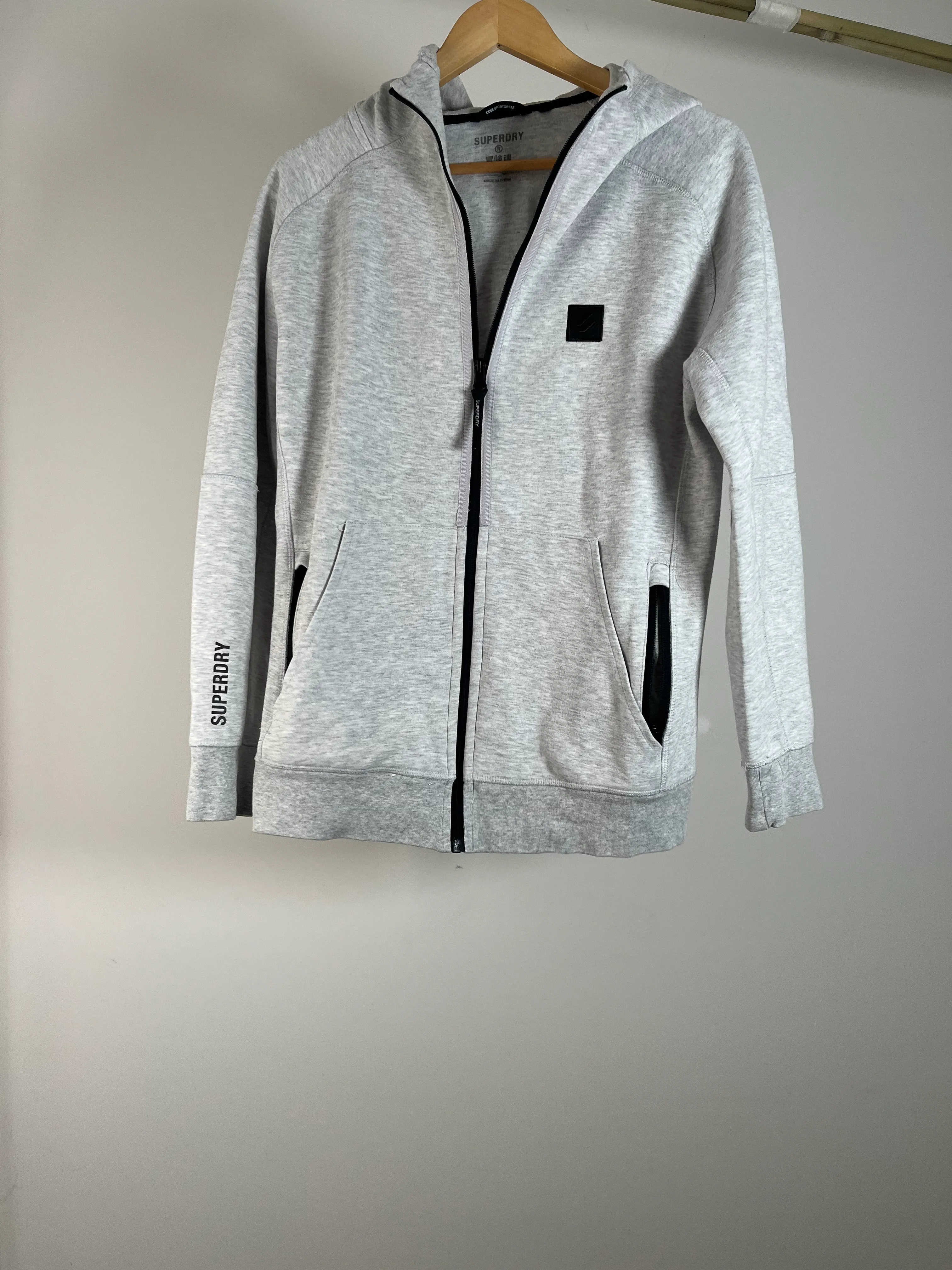 Mens Light Grey Marl Zip Up Hoodie - S
