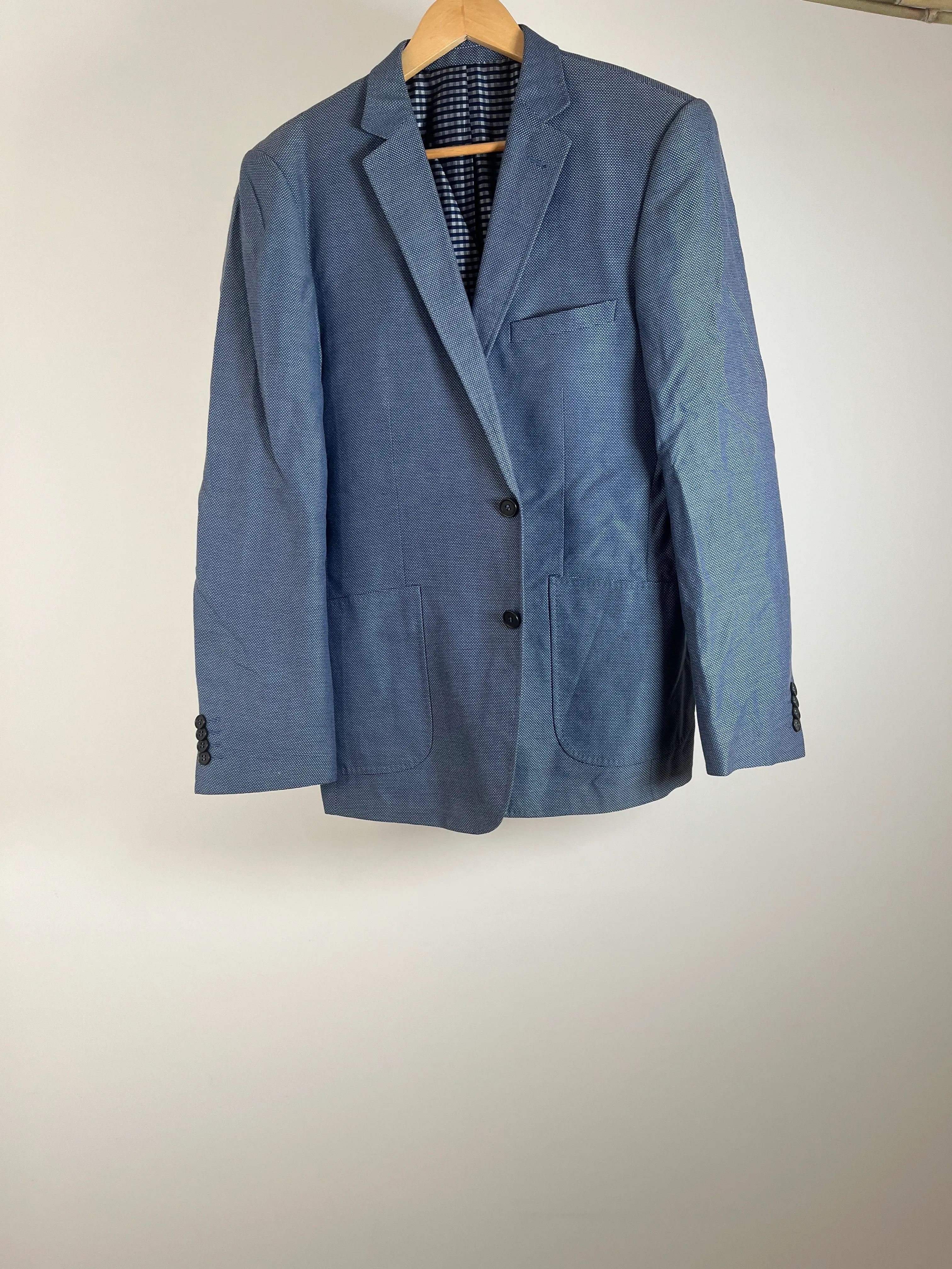 Men's Textured Blue Suit Jacket - 102