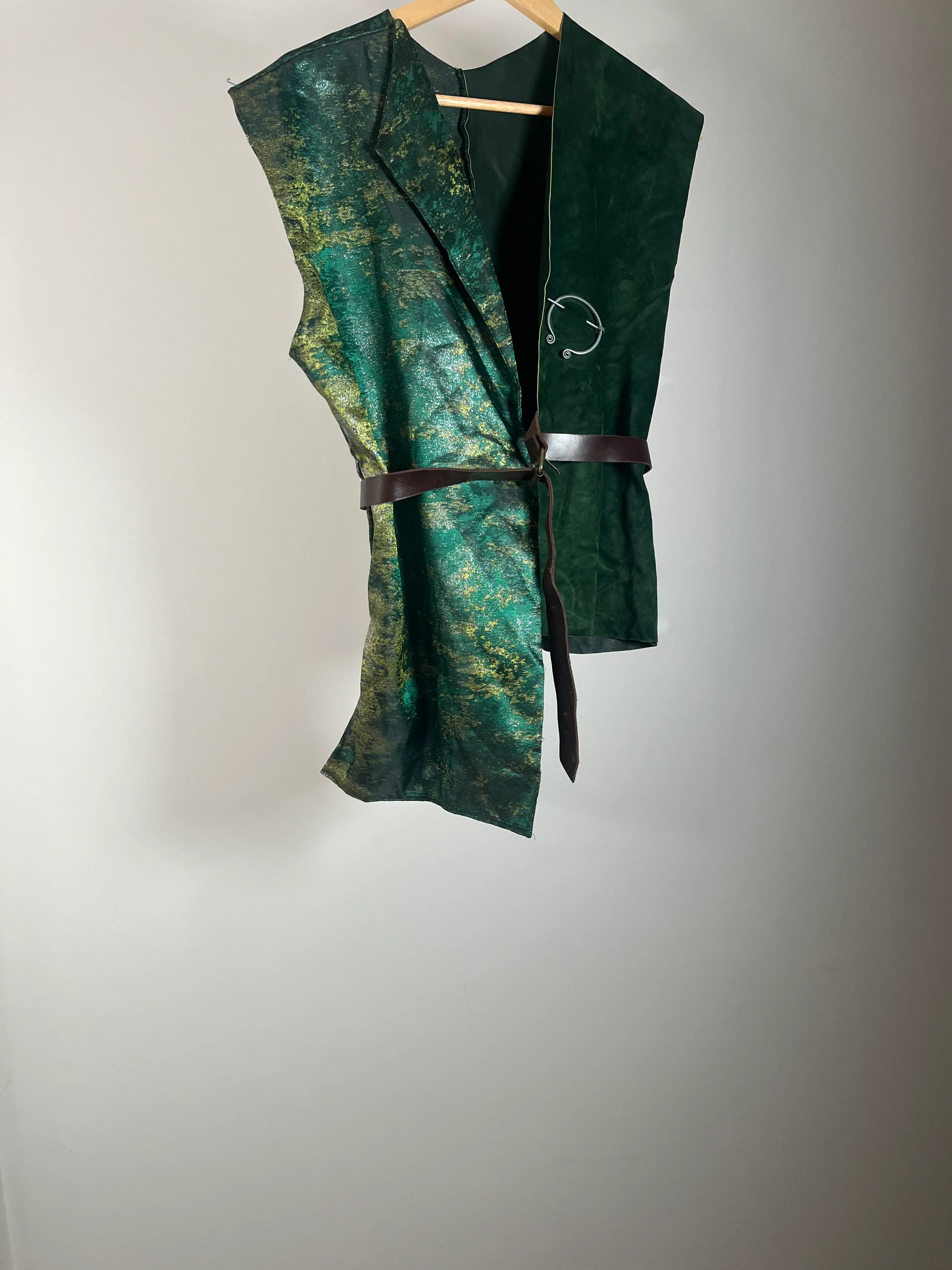 Green Velvet Belted Vest