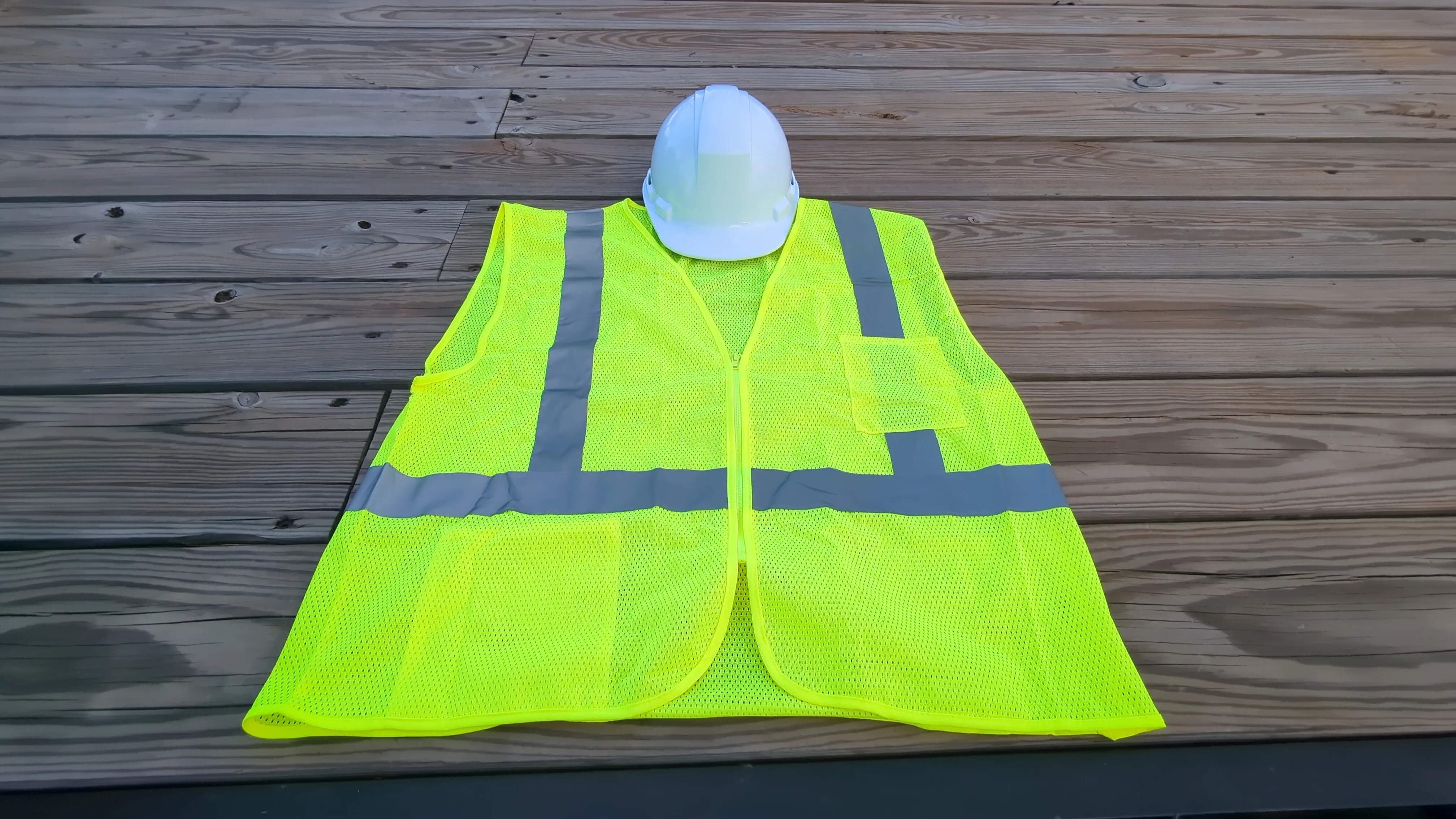 Hard Hat + High Visibility Safety Vest