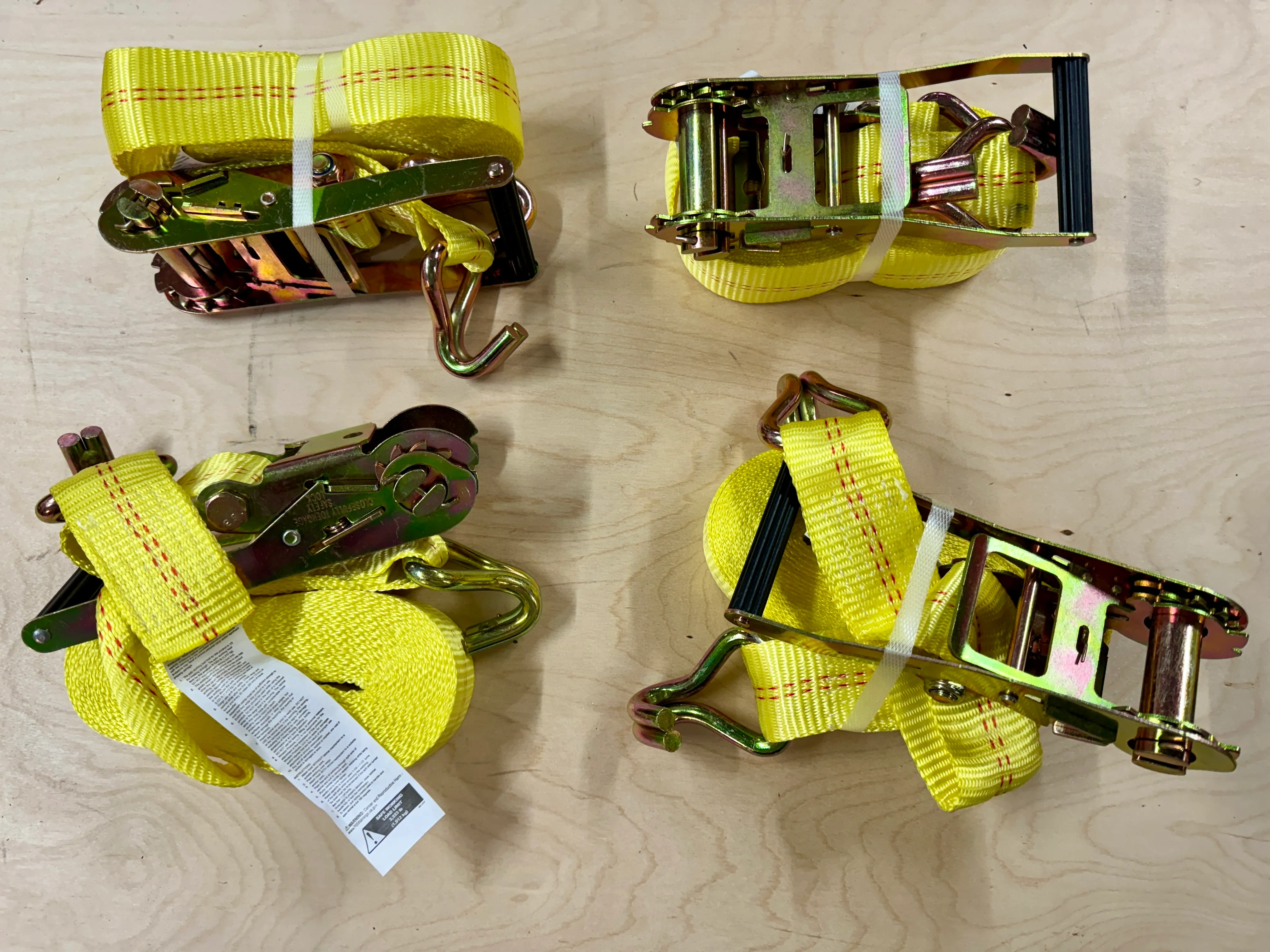 (4) HD 2 in. Tie Down Ratchet Straps - J Hook