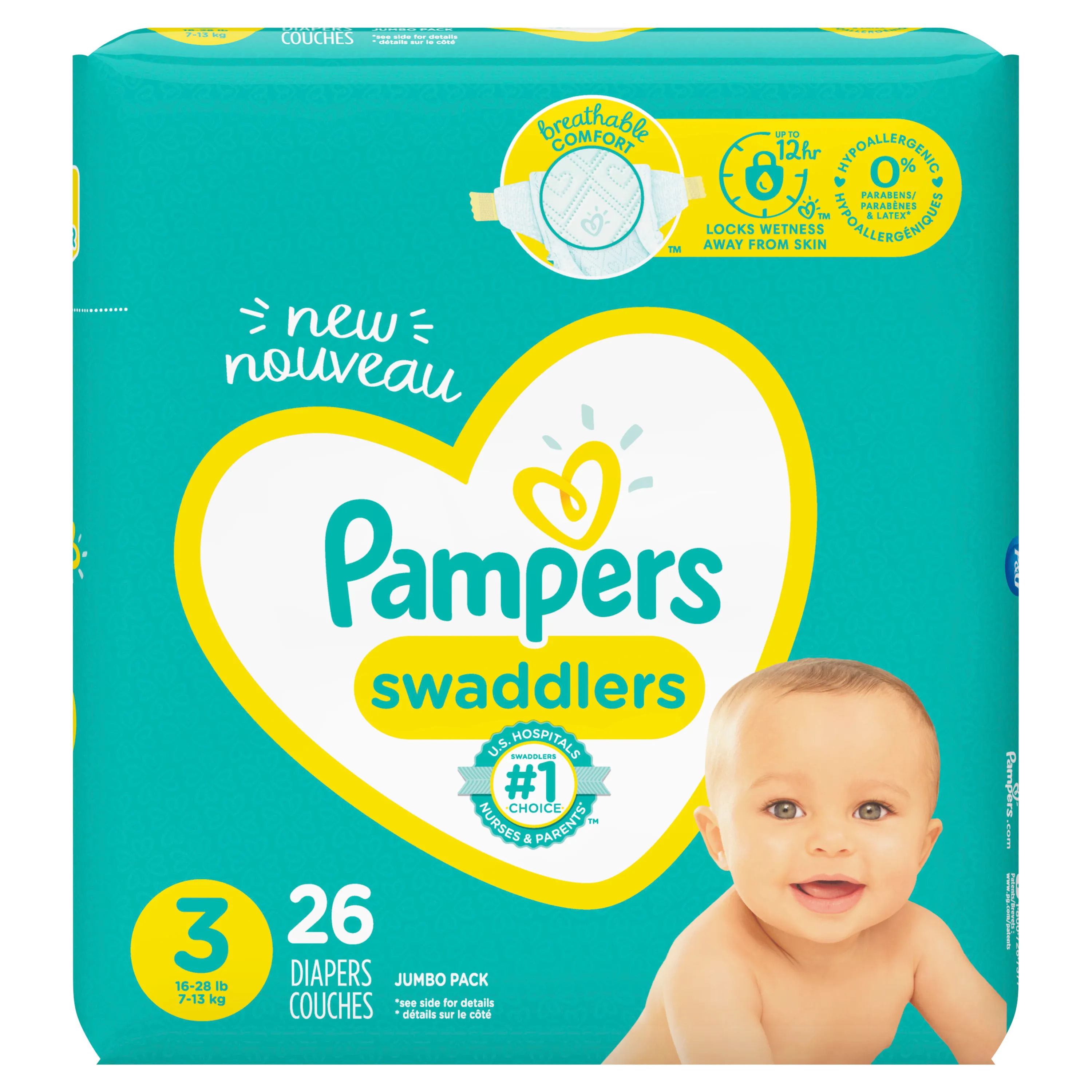Pampers Swaddlers Diapers, size 3