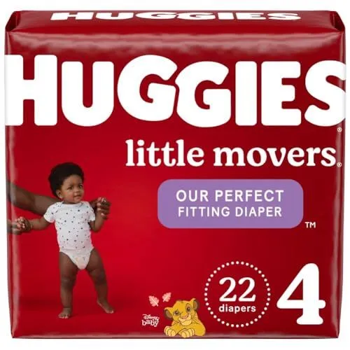Huggies Little Movers Baby Diapers, Size 4