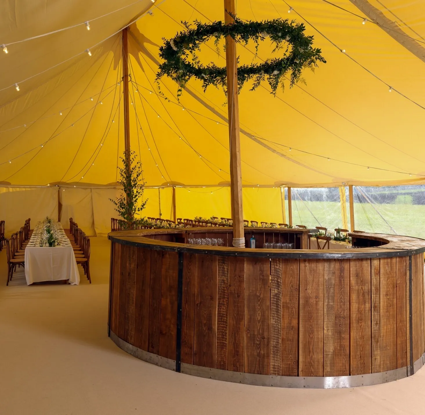 Rustic Round Wooden Bar