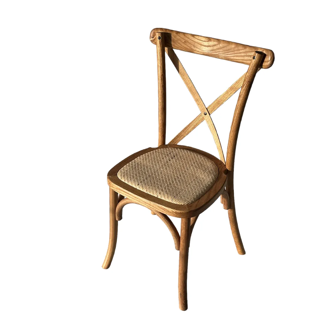 Oak Cross Back Chair with Rattan Seat