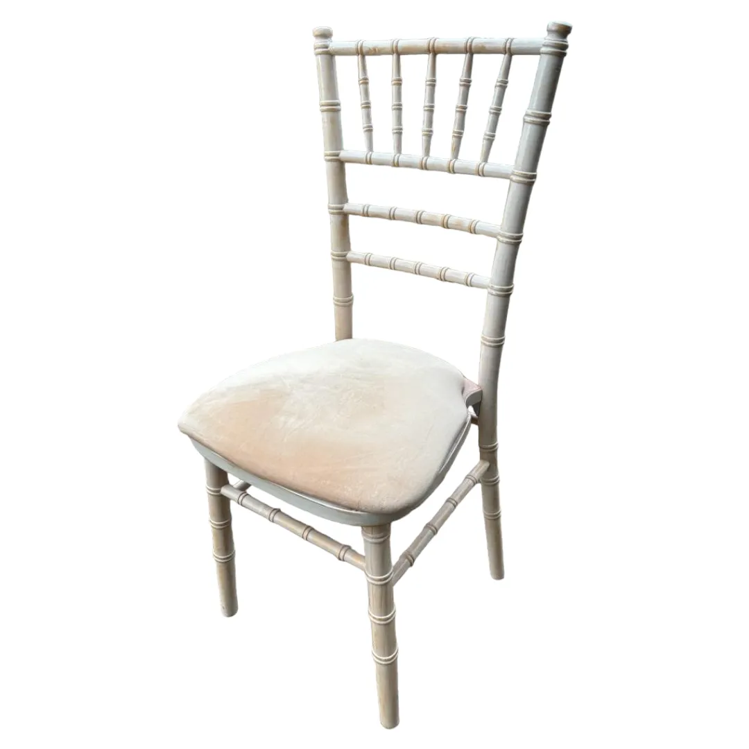 Chiavari Limewashed Chair & Ivory Seat Pad