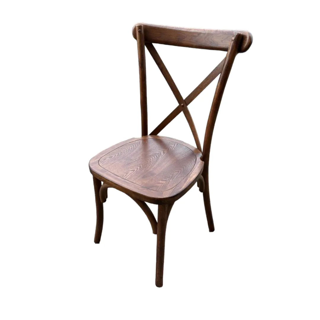 Dark Oak Cross Back Chair with a solid Seat