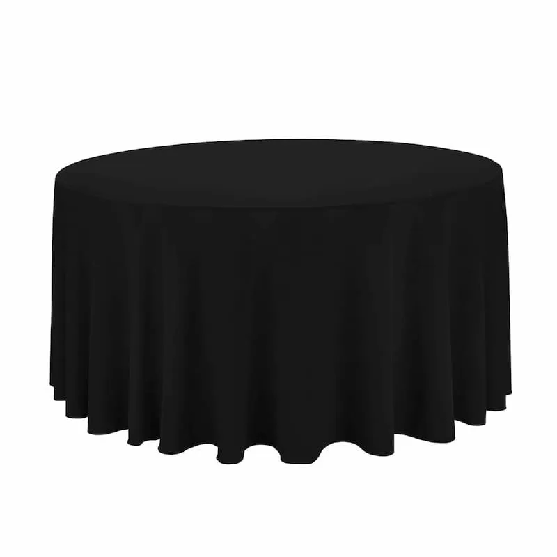 130" round black table cloth