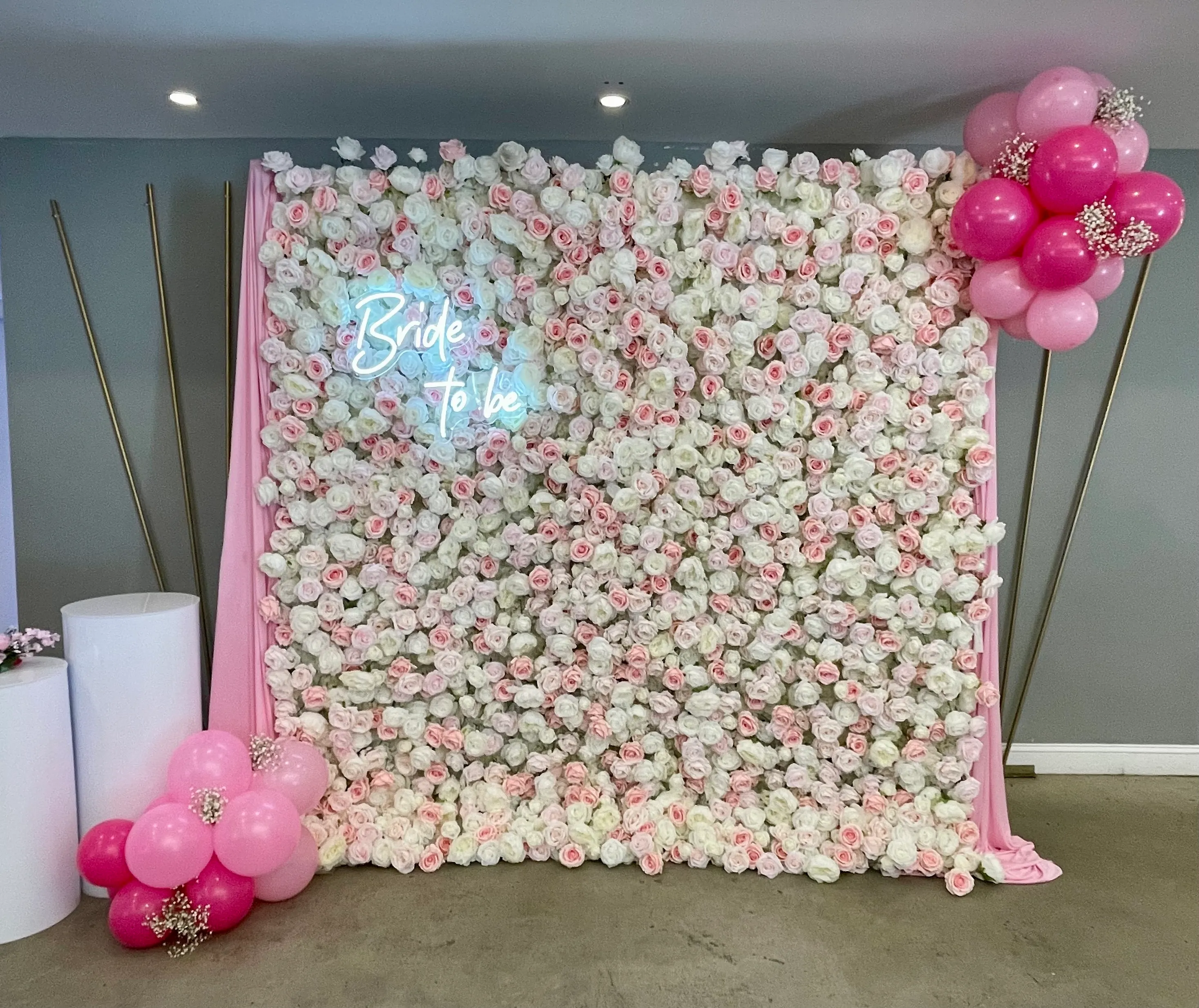Premium 5D Pink and White Peony Flower Wall Backdrop 8 ft x 8 ft
