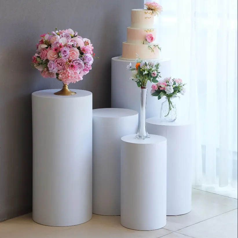 Metal Cylinder Prop Pedestal Stands - Set of 5 (select a color)