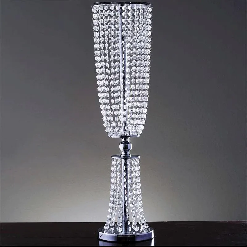 Silver Crystal Hourglass Centerpiece 32" Tall