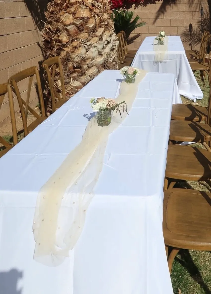 Table Runner, Tulle - Champagne