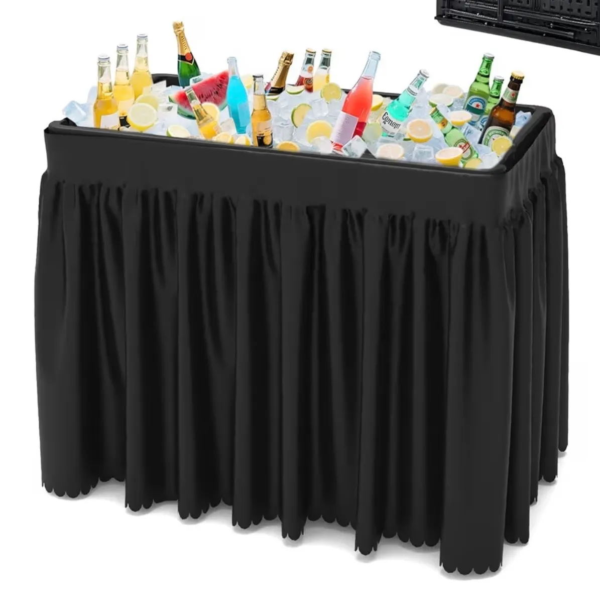 Drink Cooler Table with Black Linen