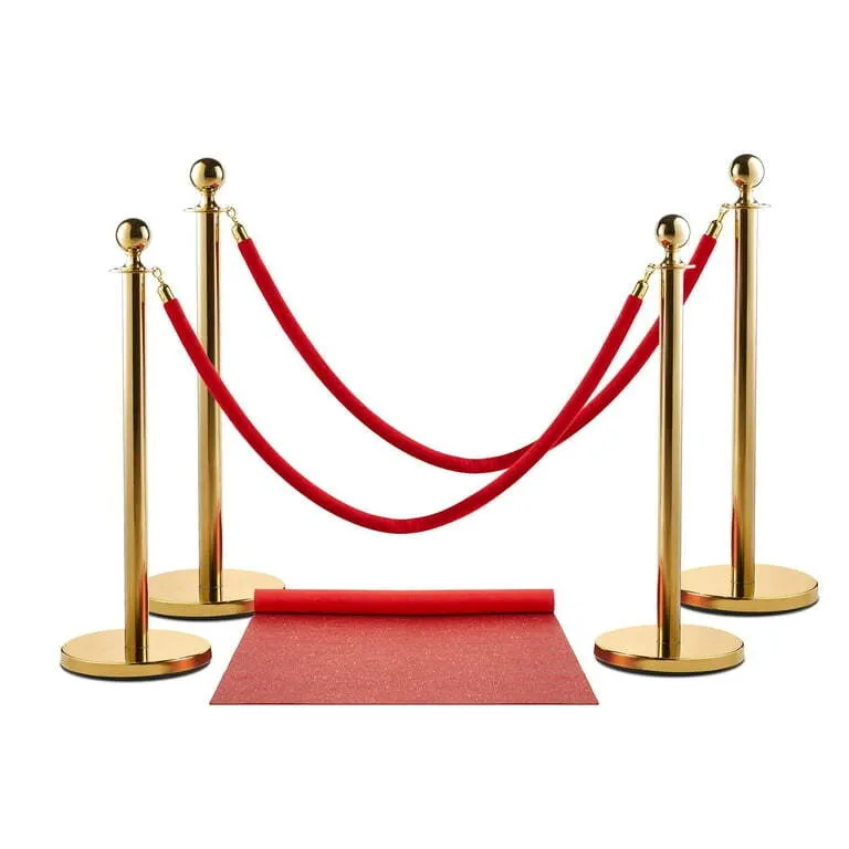 Stanchion Set – Red Carpet (4 Posts + 2 Ropes)