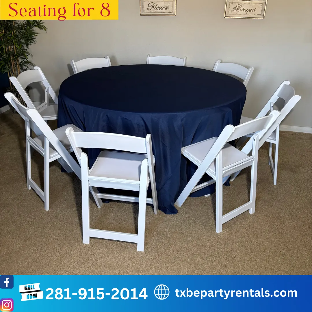 Garden Round Table 5ft Set 8 Guests