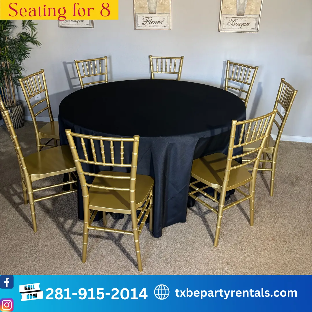 Chiavari Round Table 5ft Set 8 Guests