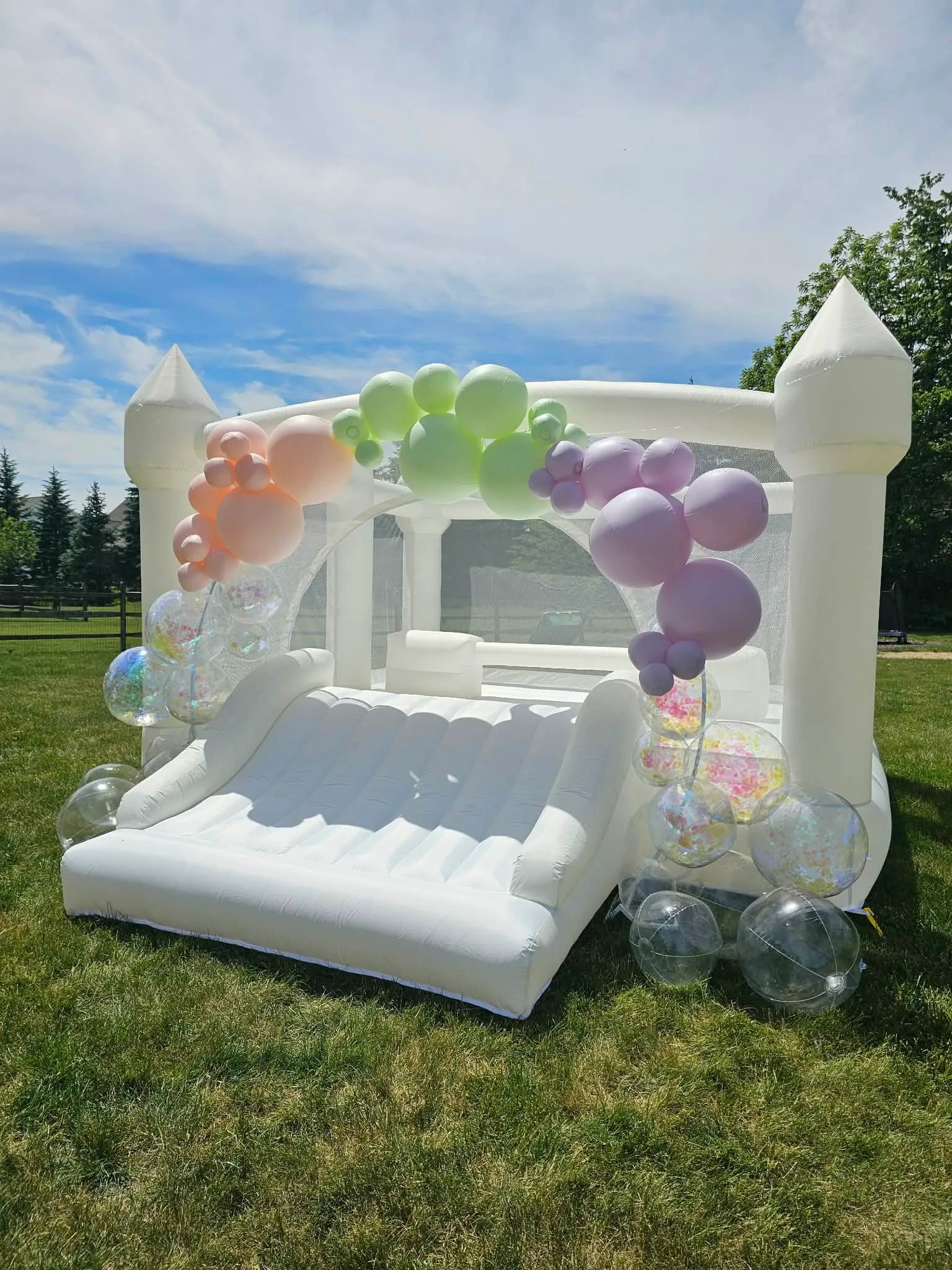 White Bounce Castle with slide