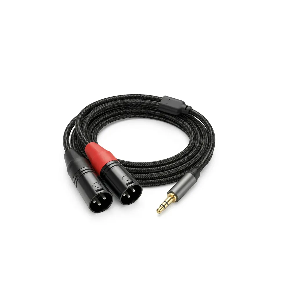 3.5mm TRS to Dual XLR Male Pro Stereo Breakout Cable (1 meter)