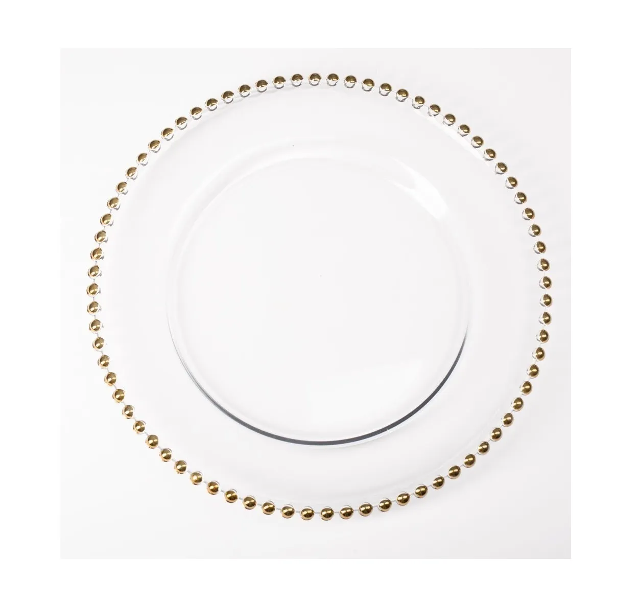Glass Charger Plate with Gold Beaded Rim