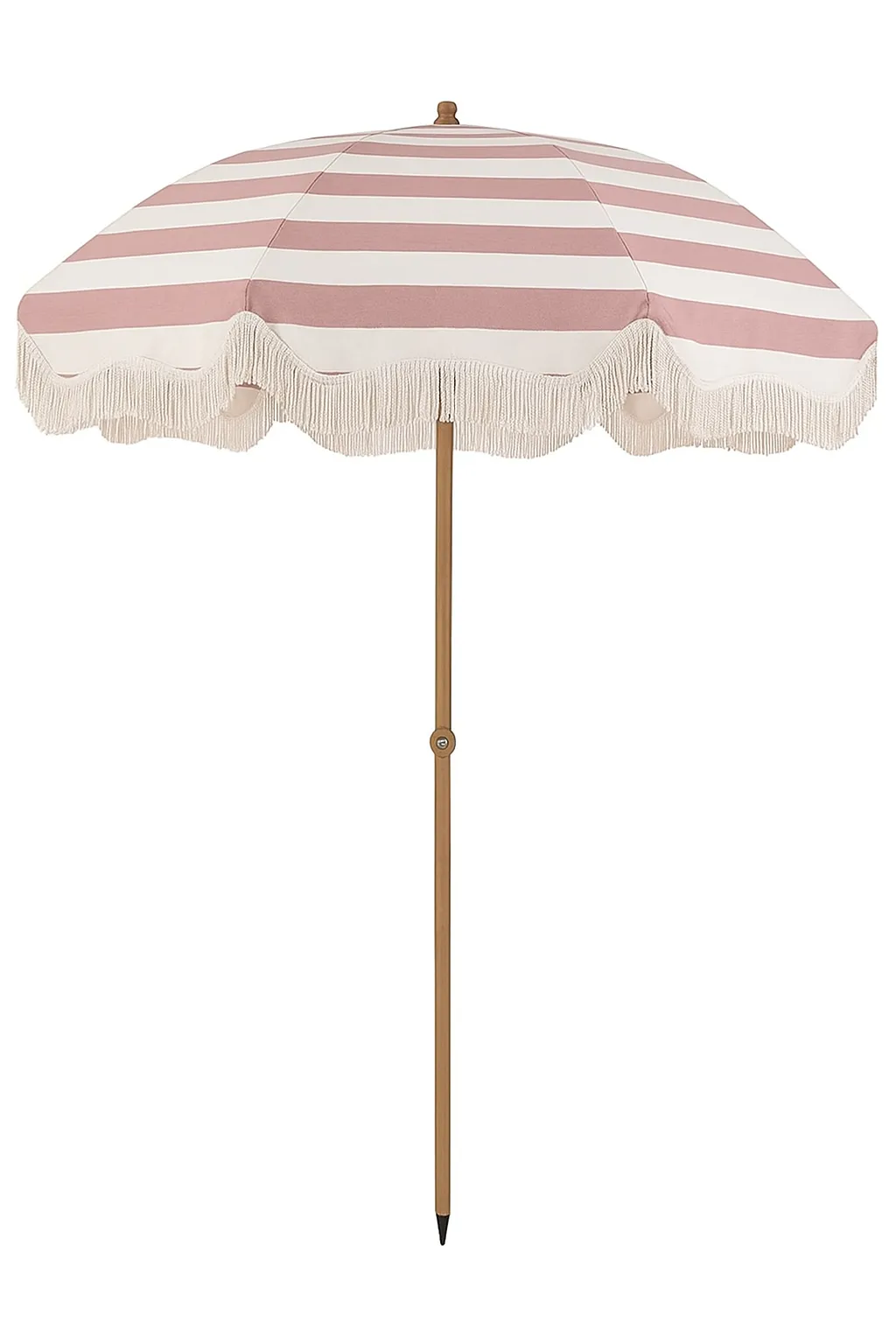 7 Ft Boho Umbrella with Pink Stripes