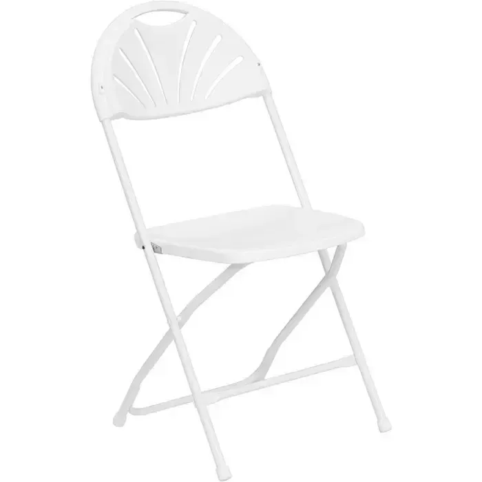 White Fan Back Folding Chair