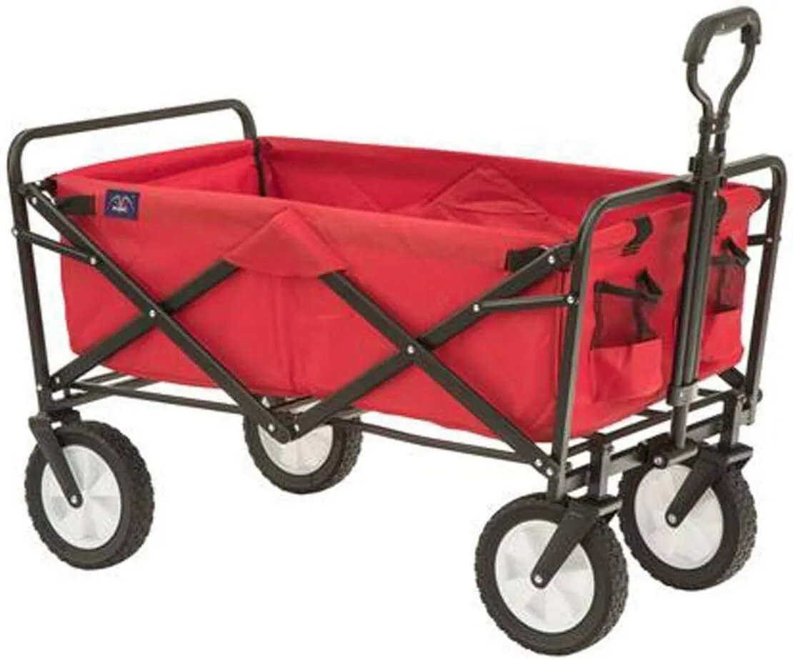 Folding Wagon Cart - Red - 180lb Capacity