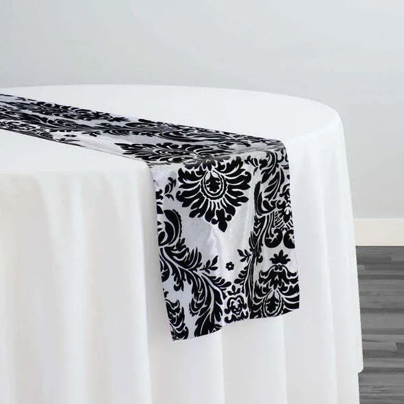 WHITE & BLACK DAMASK  RUNNER  20''X90''
