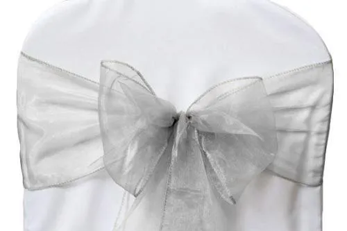 SILVER  ORGANZA  SASH  8''X108''