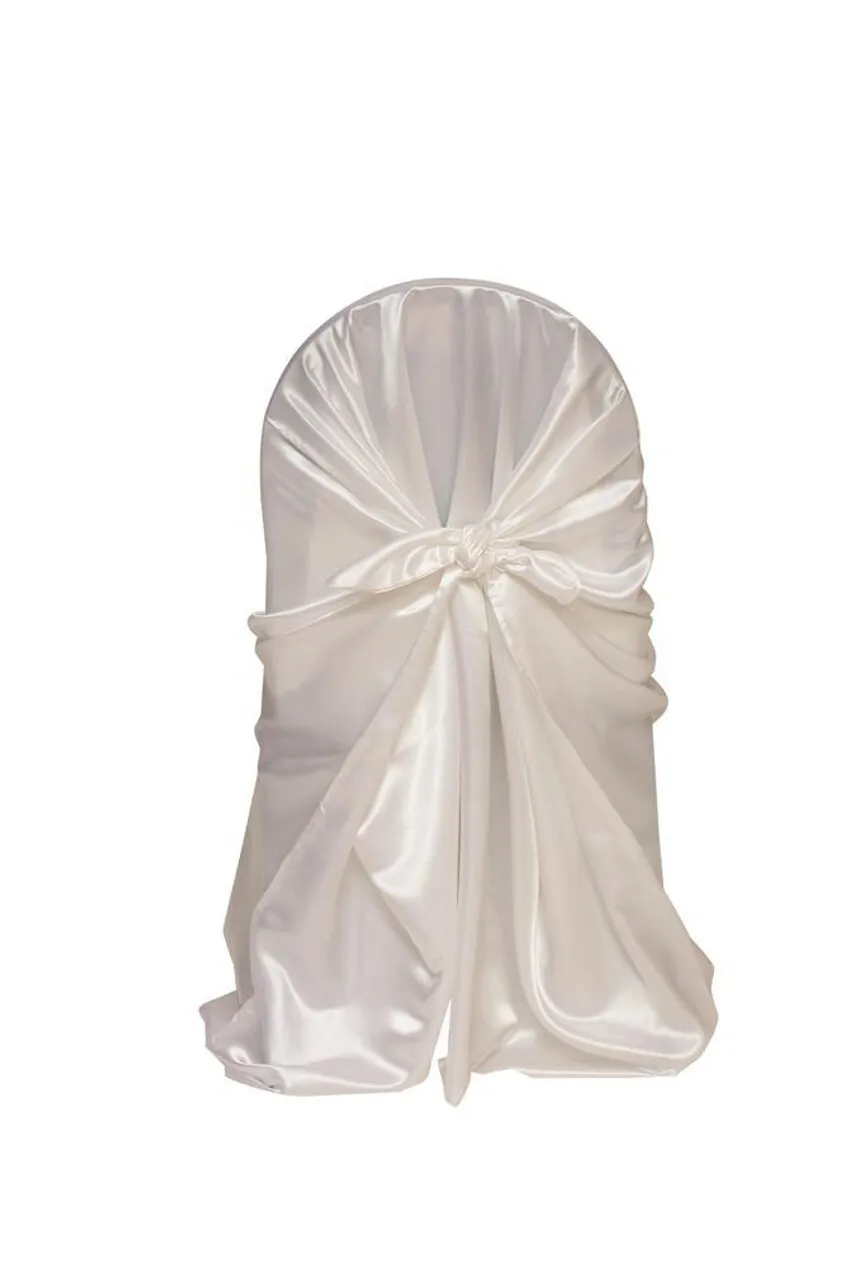 WHITE SATIN UNIVERSAL CHAIR COVER