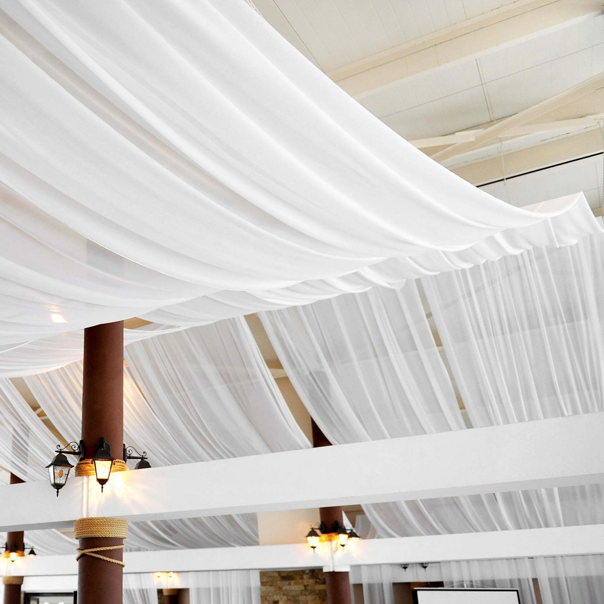 WHITE VOILE CEILING DRAPES 60'X52''