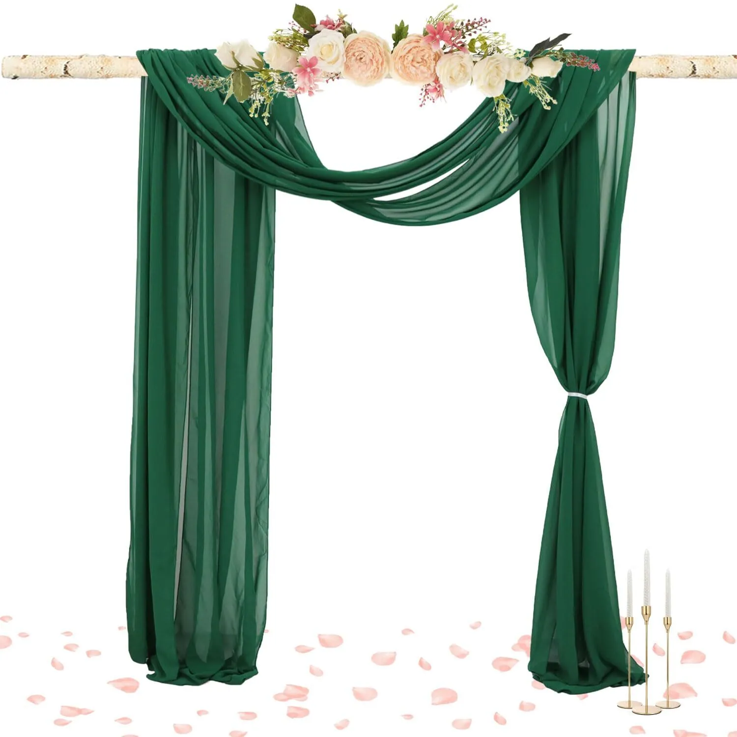 EMERALD GREEN CHIFFON DRAPE 10' H X 5' W