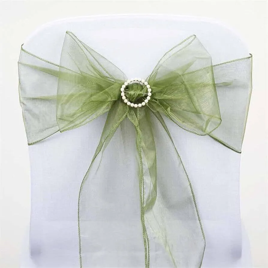 MOSS GREEN  ORGANZA  SASH  8''X108''