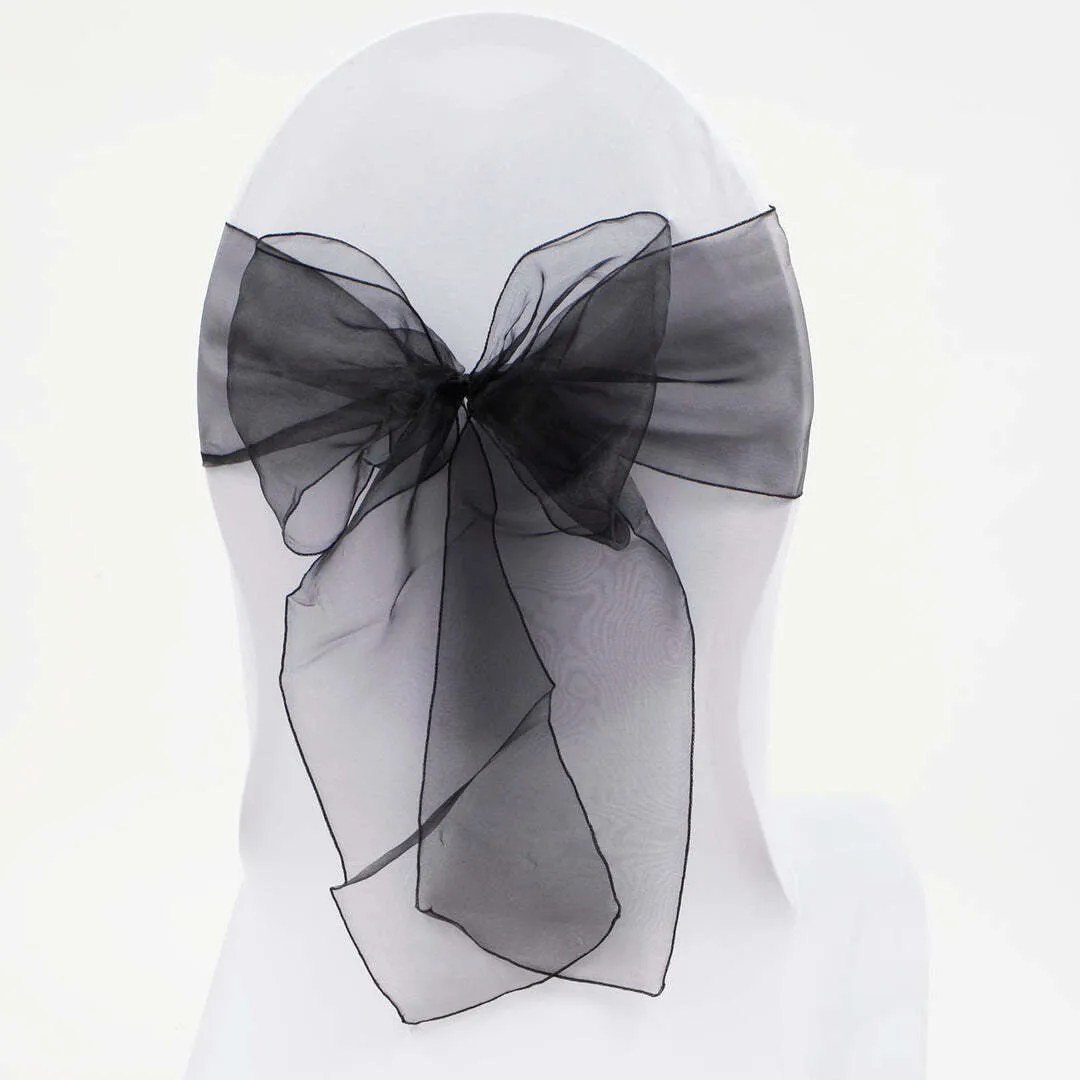 BLACK  ORGANZA  SASH  8''X108''