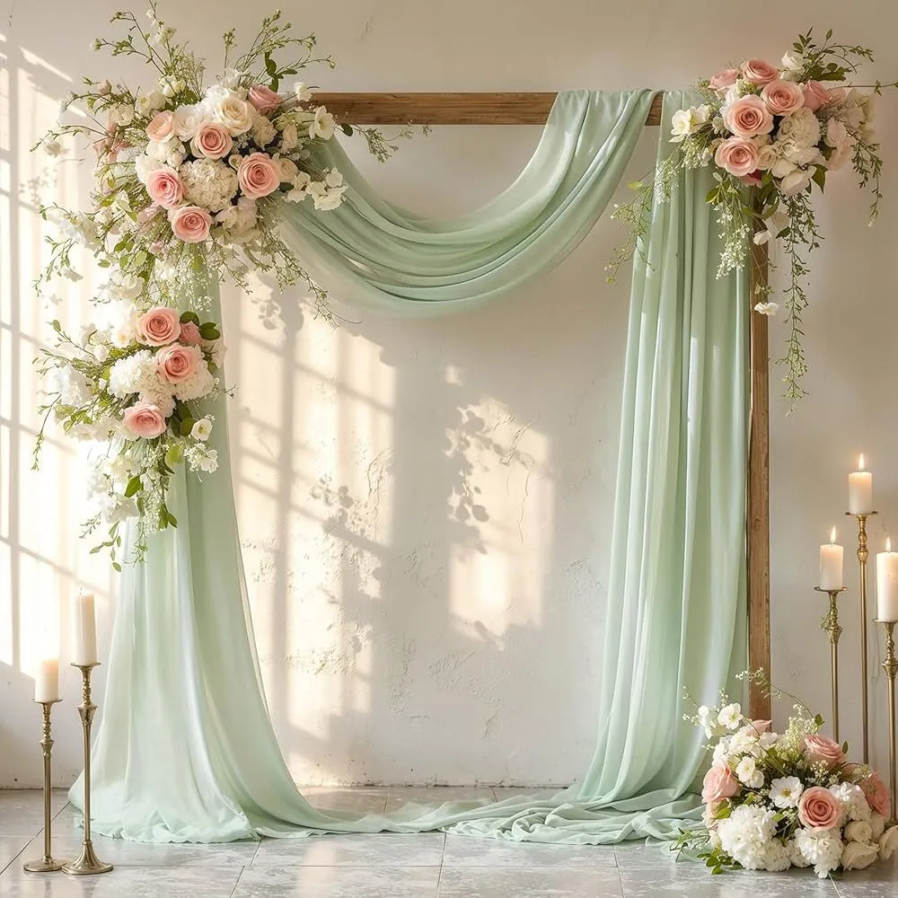 SAGE GREEN CHIFFON ARCH DRAPERY FABRIC 30'