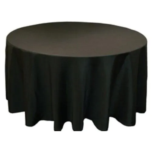 Black Polyester Round Tablecloth 120''