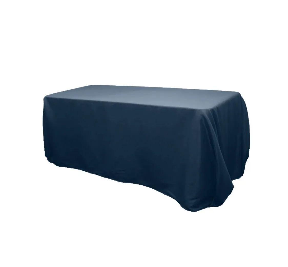 Navy Blue Polyester Rectangular Tablecloth 90''x156'' 