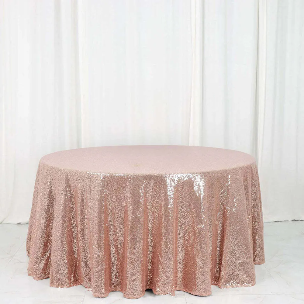 Blush Sequin Round Tablecloth 120''