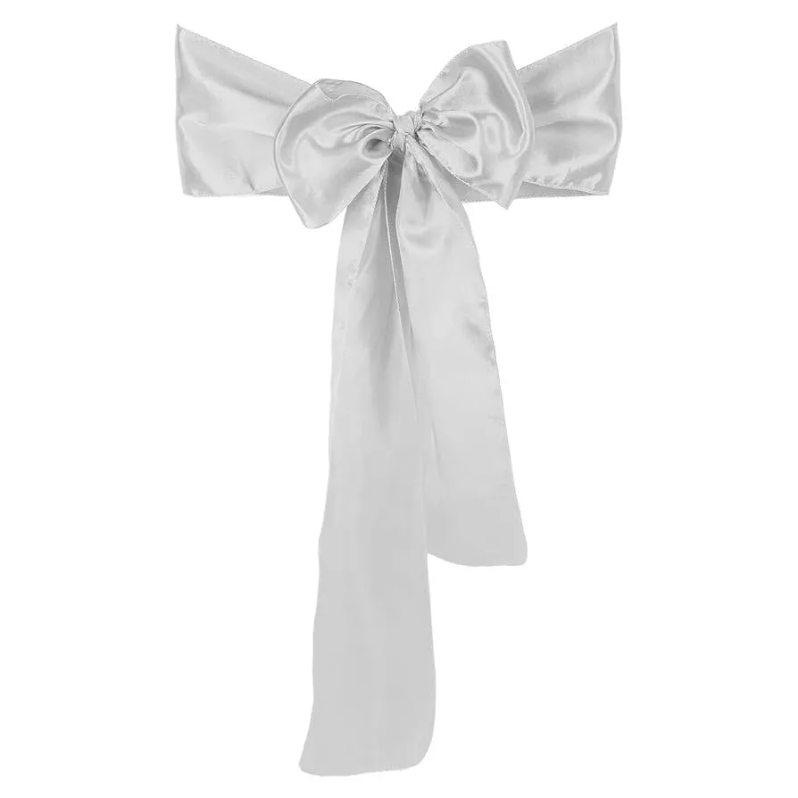 SILVER  SATIN  SASH  7''X108''