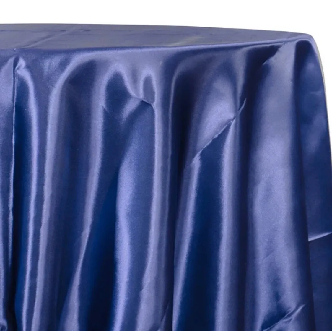 Navy Blue Satin Round Tablecloth 120''