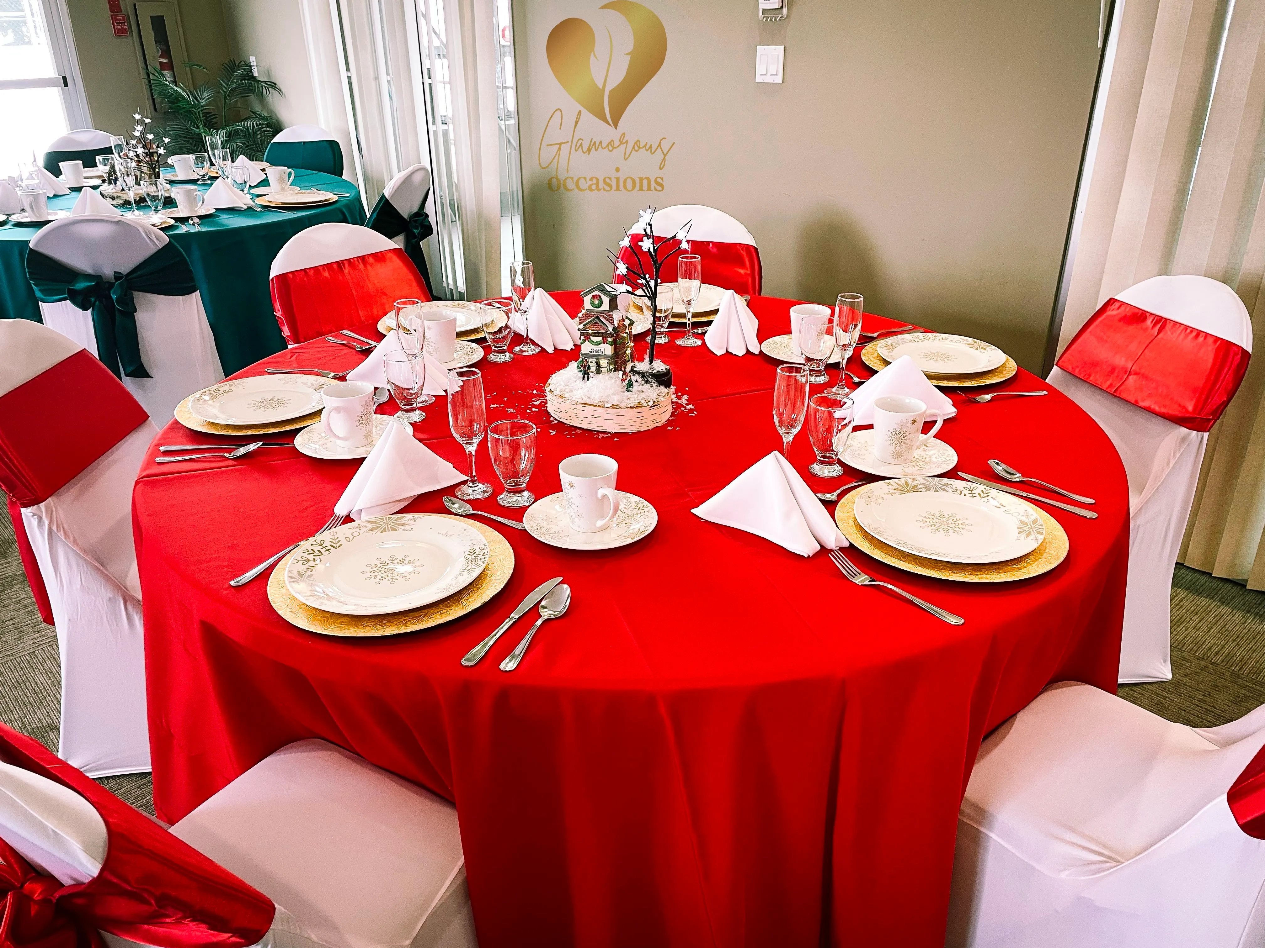 Red Polyester Round Tablecloth 120''